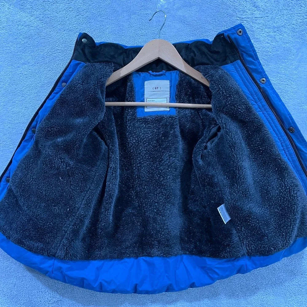 Bylesin Puffer Jacket Toddler 6 Blue Fleece Lined Insulated Hooded Full Zip